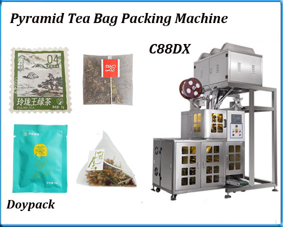 Pyramid tea bag packing machine with Doypack